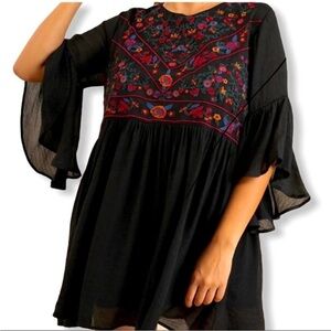 ‎Umgee•Black•Floral•Embroidered•Dress